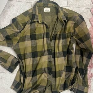 Green and Black Plaid Button-Up Shirt NWOT